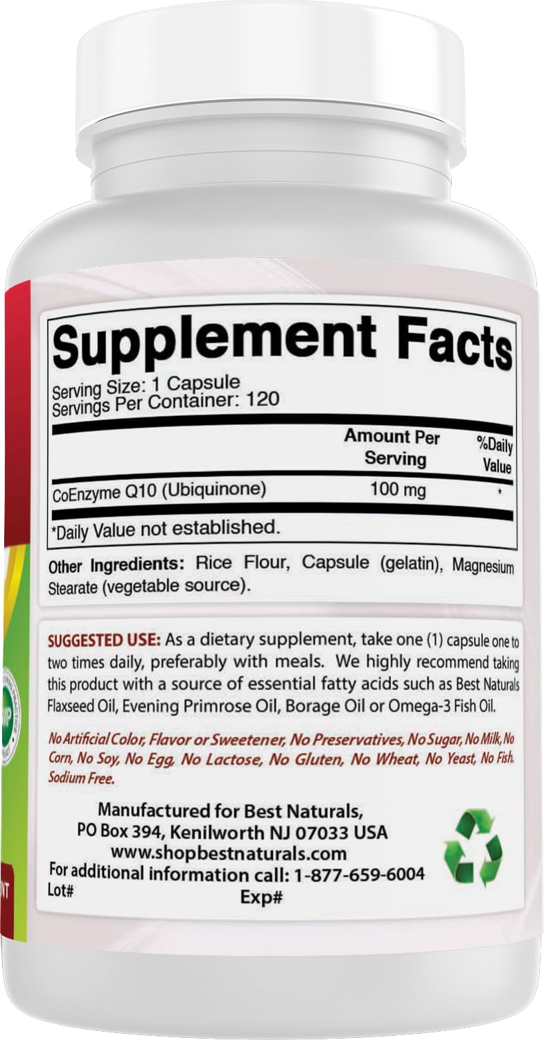 Best Naturals CoQ10 100 mg Capsule, 120 Count