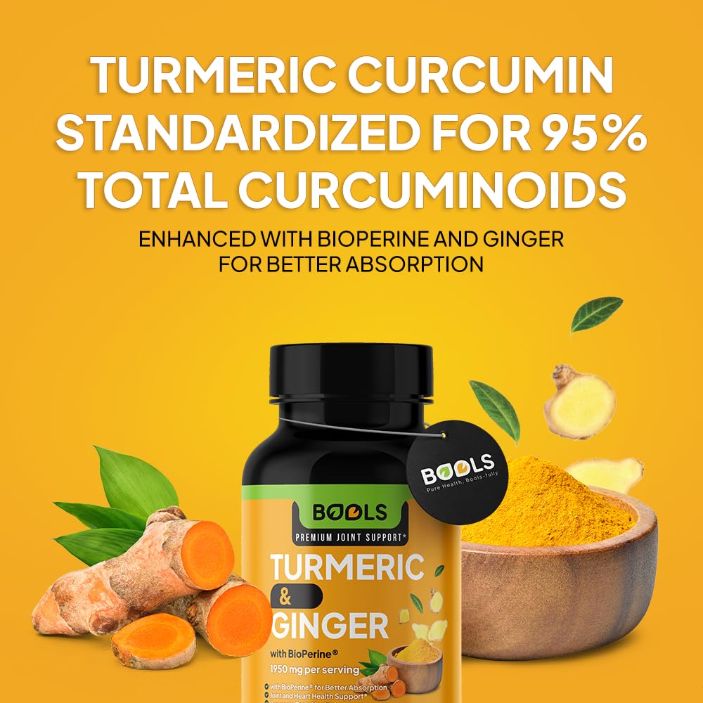 Bools Turmeric Curcumin Supplement with BioPerine & Ginger, 1950mg Capsule, 240 Capsules