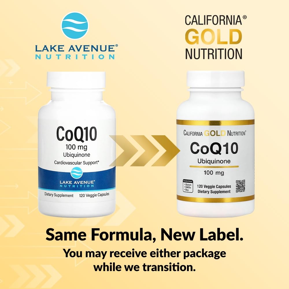 Lake Avenue CoQ10 Coenzyme Q10 Ubiquinone USP Grade Cardiovascular Support 100 mg, 120 Capsules