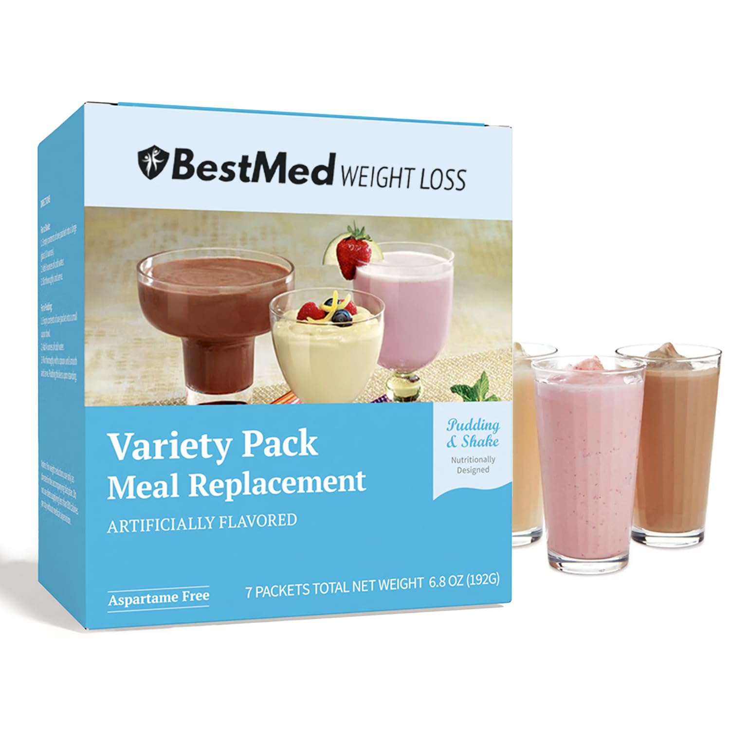 BestMed Weight Loss Variety Pack Pudding/Shake Mix Powder 6.8 oz