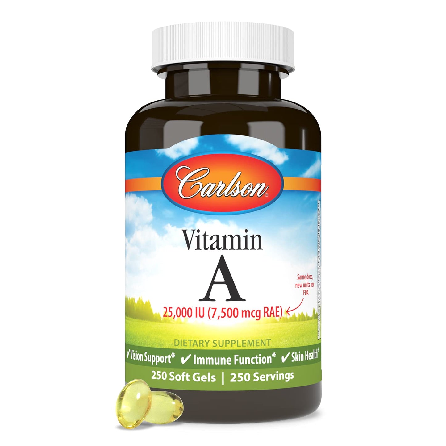 Carlson Vitamin A 25,000 IU Soft Gels, 250 Soft Gels