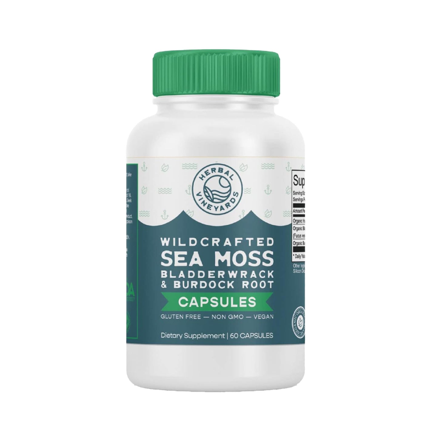 Herbal Vineyards Wildcrafted Sea Moss, Bladderwrack & Burdock Capsules, 60 Count