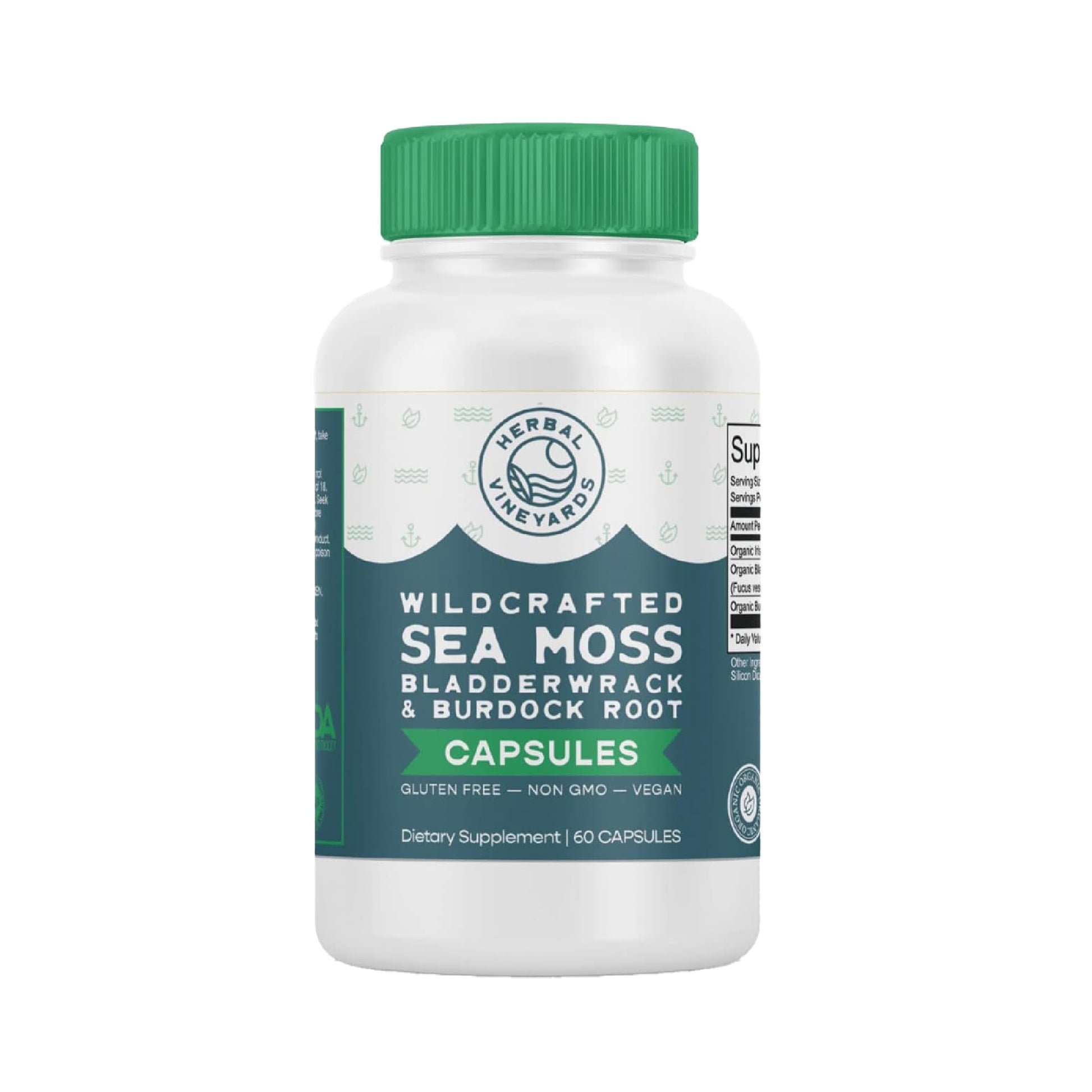 Herbal Vineyards Wildcrafted Sea Moss, Bladderwrack & Burdock Capsules, 60 Count