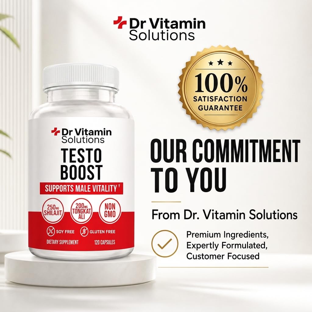 DR VITAMIN SOLUTIONS Testosterone Booster for Men - Tongkat Ali & Ashwagandha Capsules, 120 Capsules