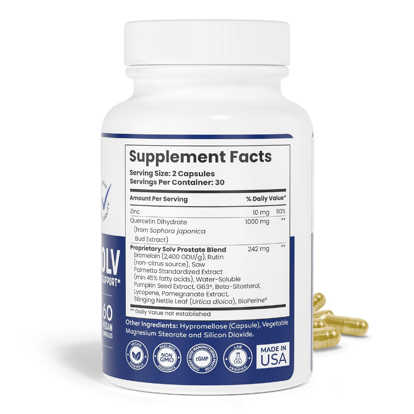 SOLV NATURALS PROSTASOLV Advanced Prostatitis CPPS Supplement Capsules, 60 Count