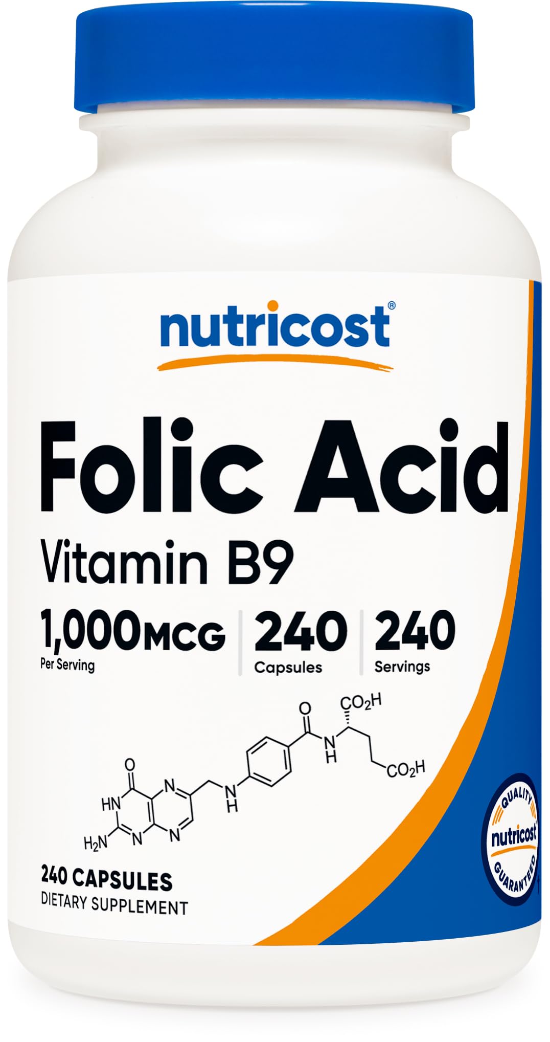 Nutricost Folic Acid (Vitamin B9) 1000 mcg Capsules, 240 Count