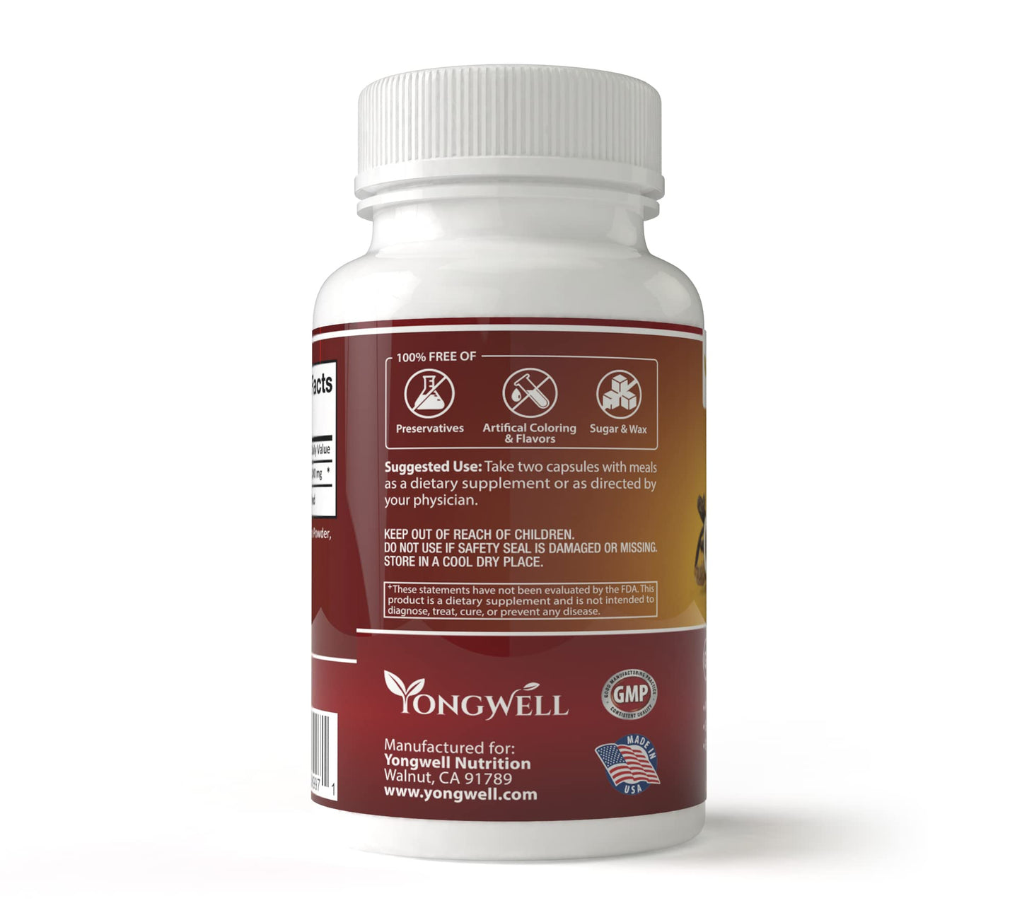YongWell Cordyceps Extra Strength 1200mg Immune Enhancing Mushroom Capsule, 100 Count