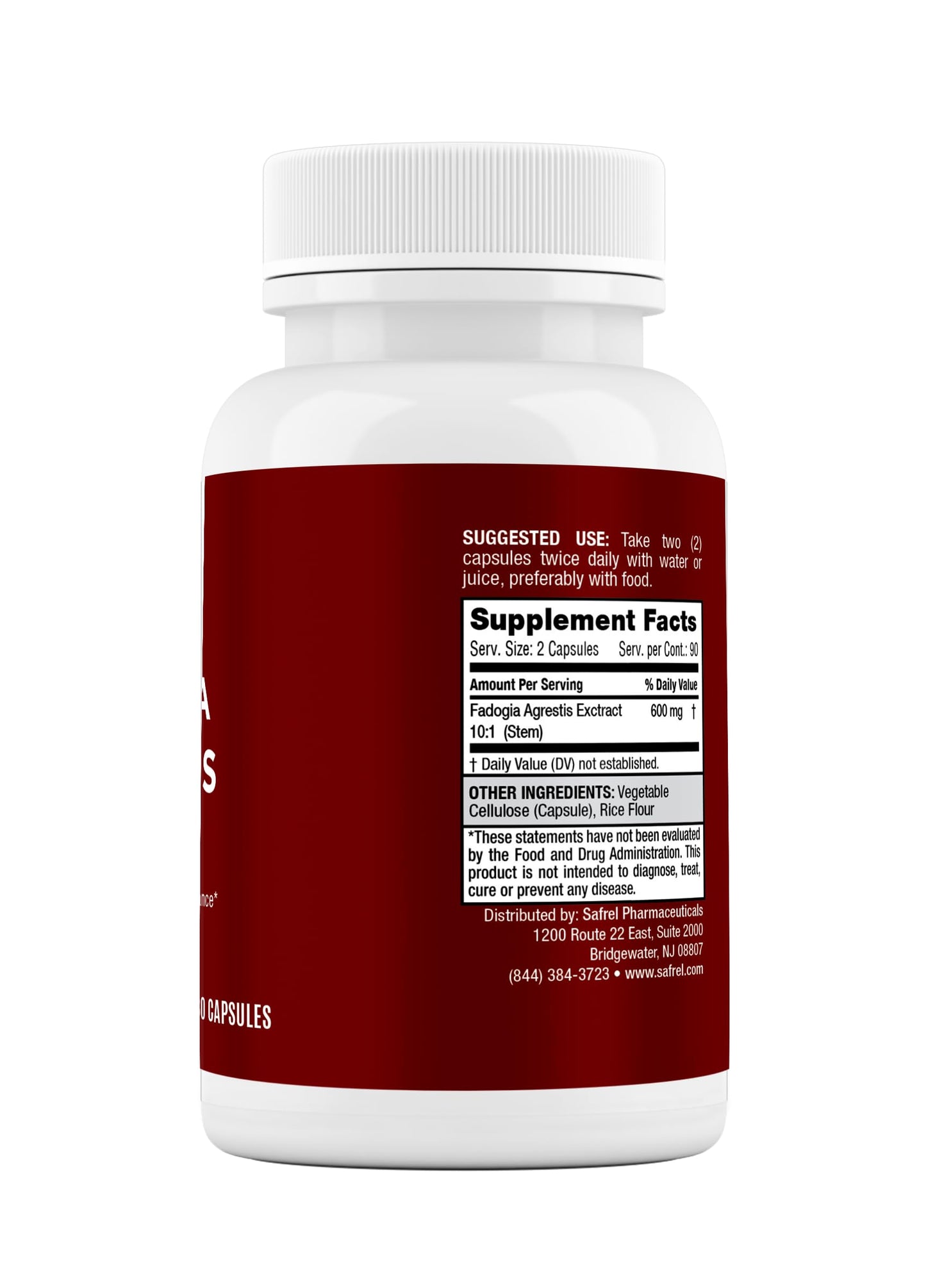 Safrel Fadogia Agrestis 600 mg Capsules, 180 Count