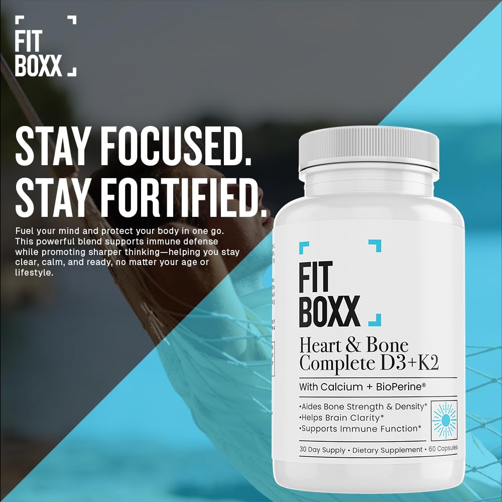 Fit Boxx Heart & Bone Complete Vitamin D3 5000 IU, K2 MK-7 & Calcium 60 Capsules