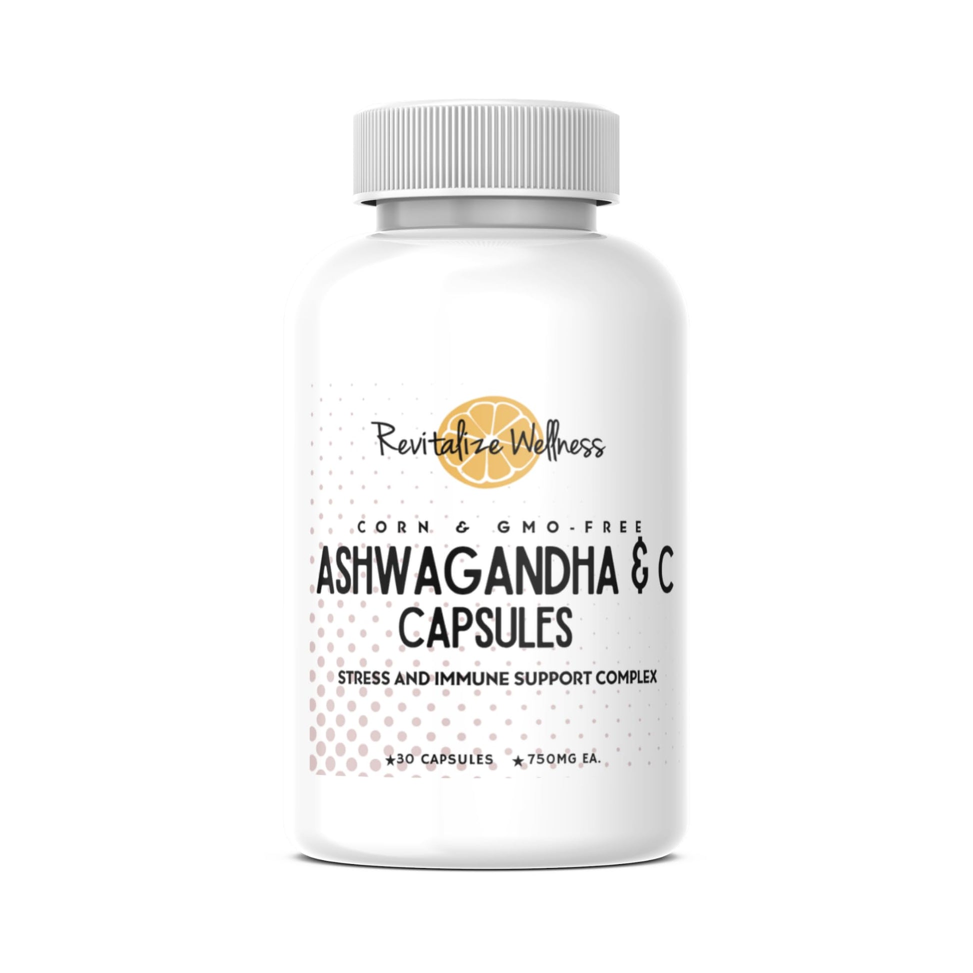 Revitalize Wellness Ashwagandha + Vitamin C Capsules, 30 Count