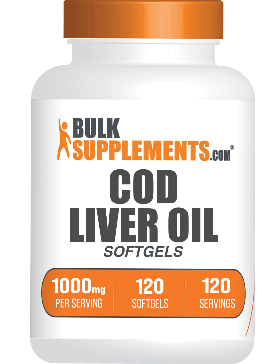 BulkSupplements Cod Liver Oil Softgels - Cod Liver Supplement, Nutritional Supplement - Gluten Free, 120 Count