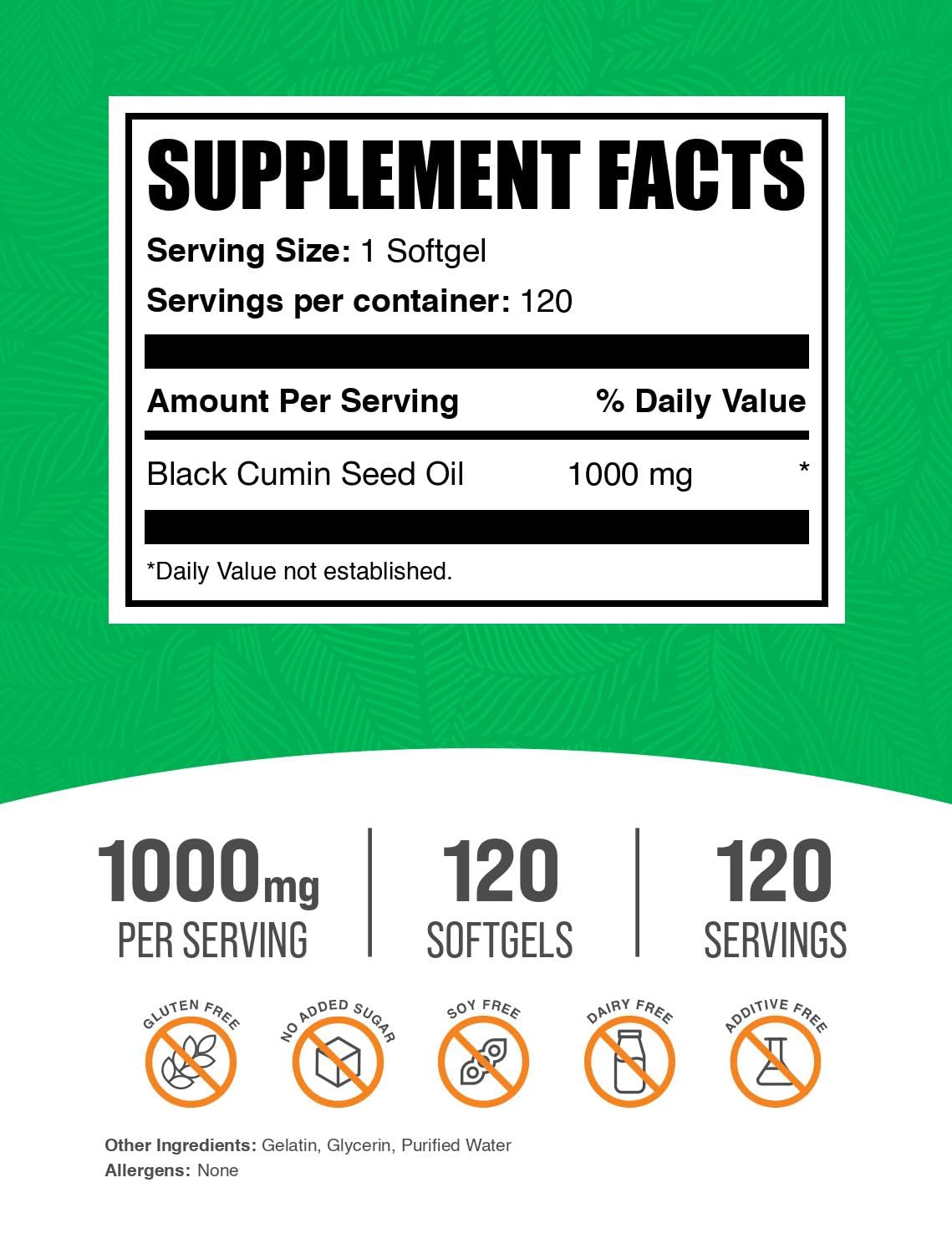 BulkSupplements Black Cumin Seed Oil Softgels 120 Count
