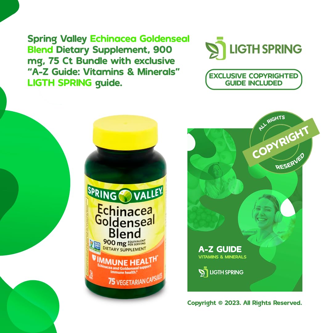 LightSpring Echinacea Goldenseal Blend Dietary Supplement 900 mg Capsule, 75 Capsules