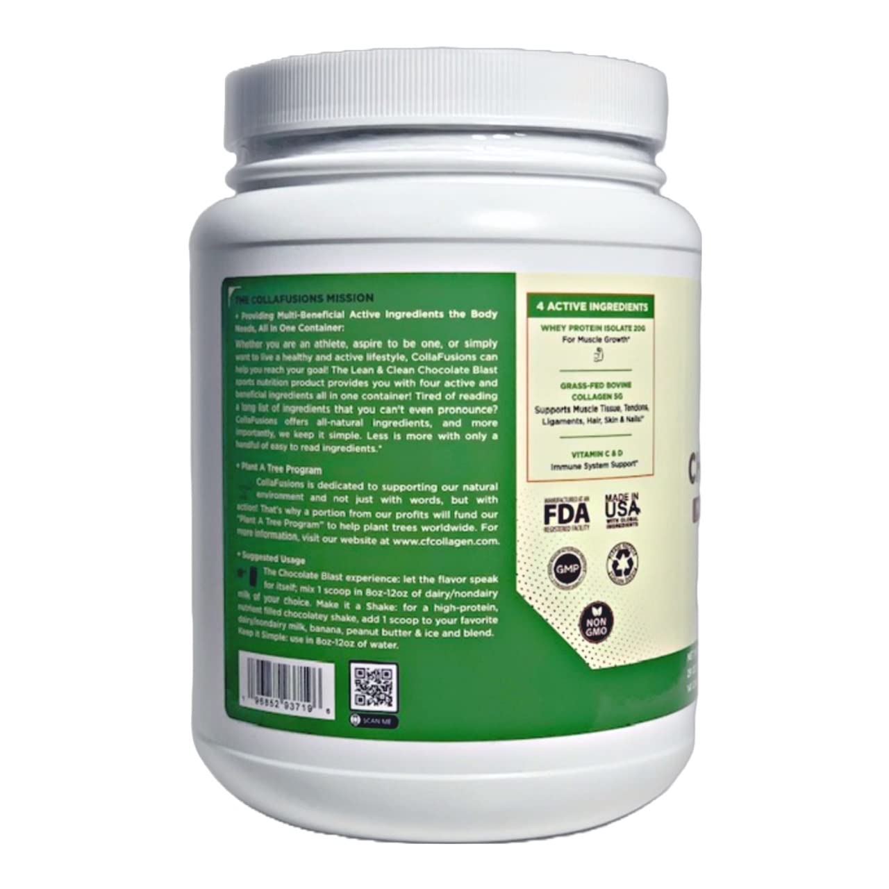 CollaFusions Whey Protein Isolate Powder with 5g Collagen Peptides and Vitamin C & D, Chocolate - 29 Servings