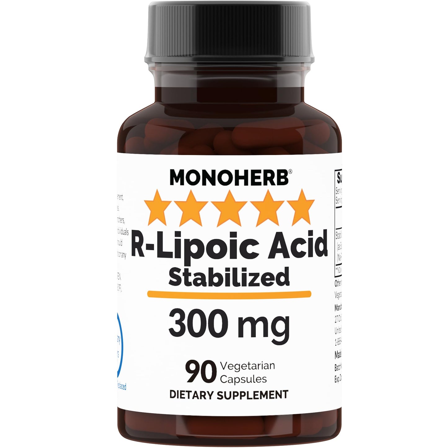 MONOHERB R-Lipoic Acid 300 mg Capsules, 90 Count