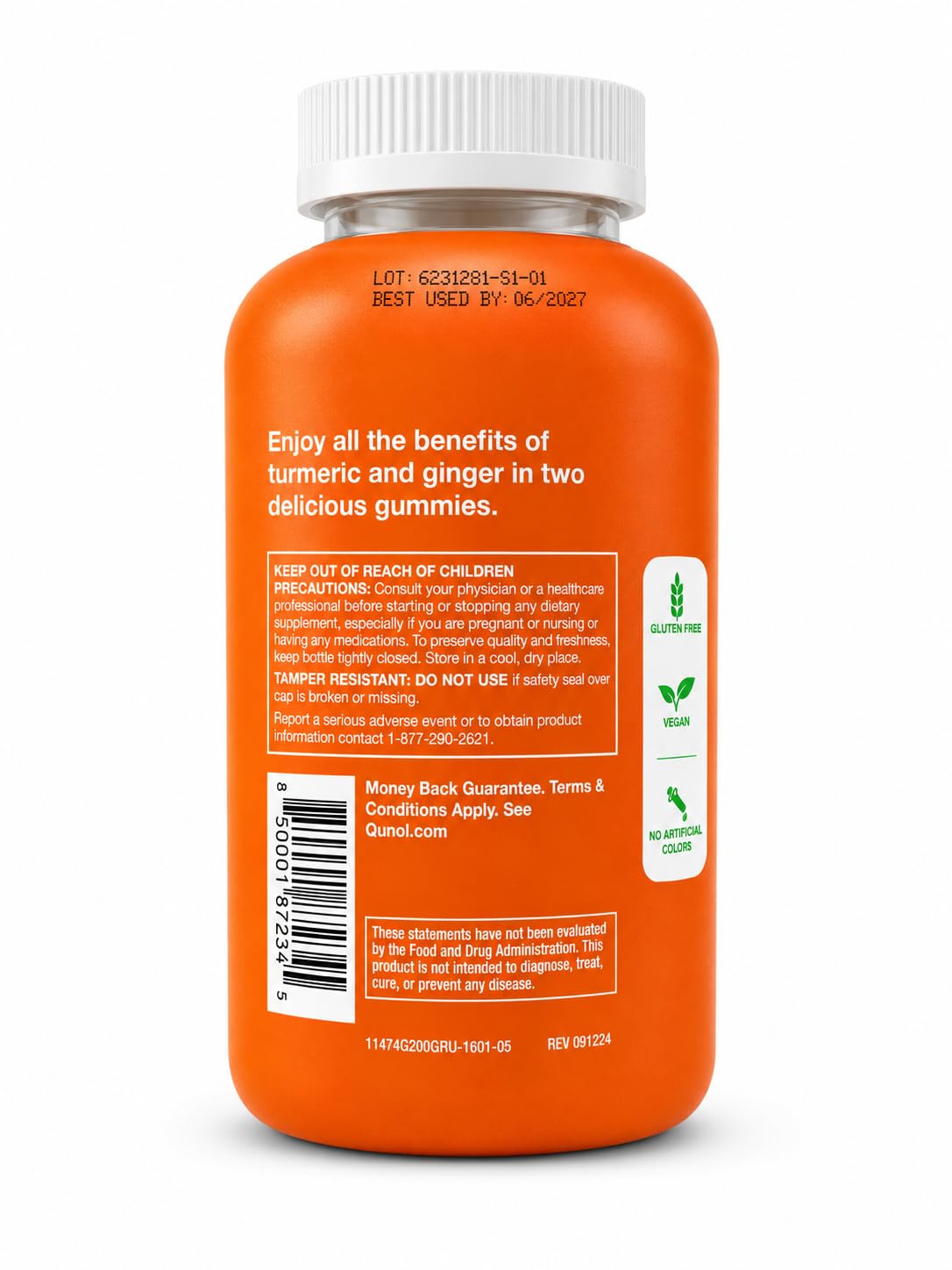 Qunol Turmeric and Ginger Gummies Gummy 200 Count