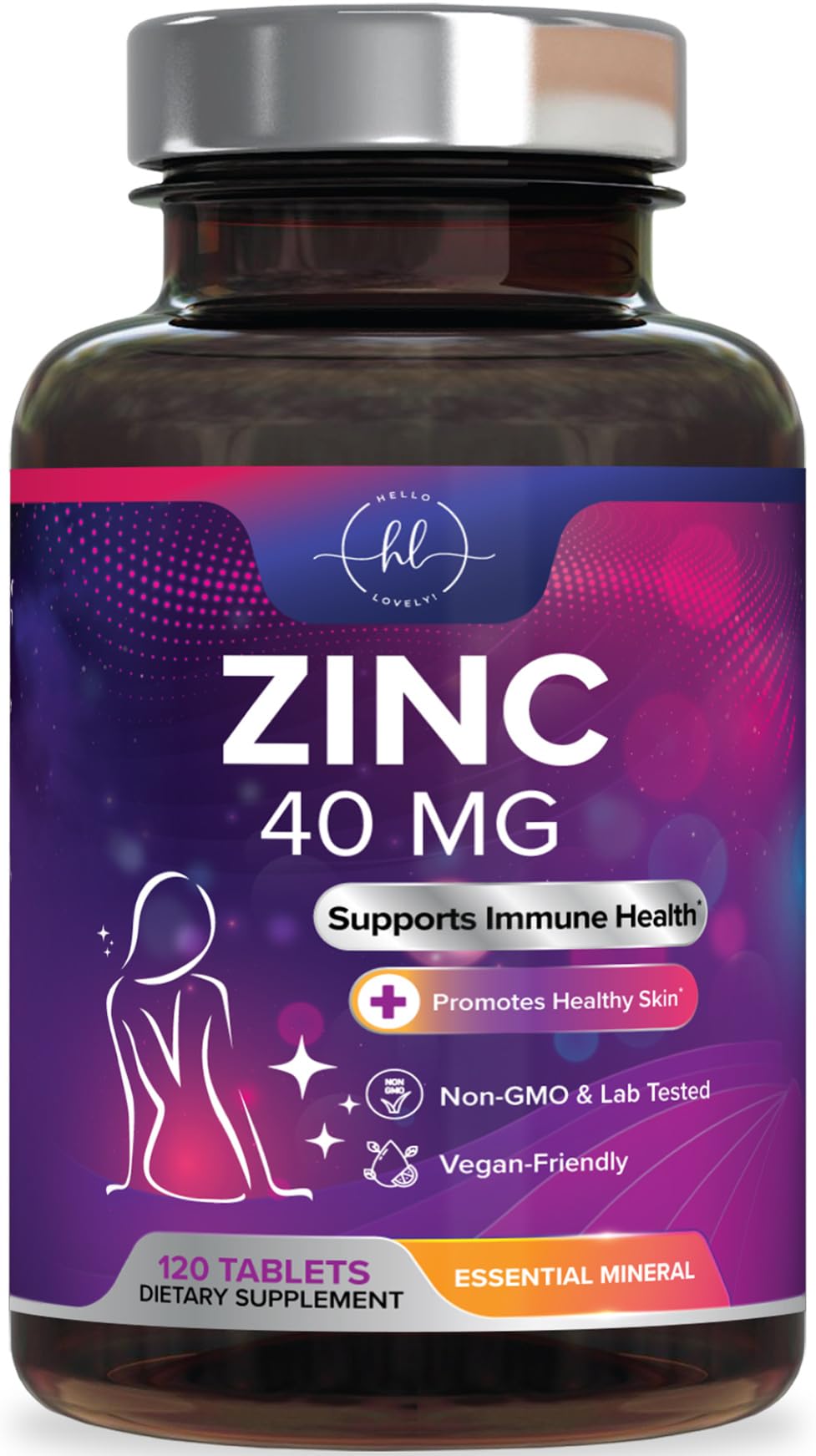 Hello Lovely! Zinc 40mg Tablets, 120 Count