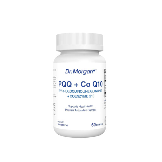 DR.MORGAN PQQ 25mg (Pyrroloquinoline Quinone) & CoQ10 100mg - Mitochondrial Energy & Cellular Vitality Support - Cognitive Antioxidant Formula, Capsule, 60 Count
