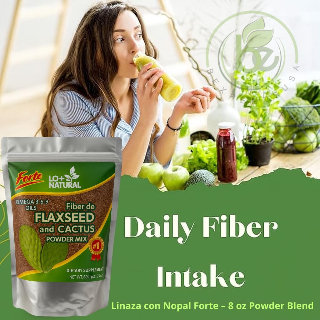 LO+NATURAL Linaza con Nopal Forte Flaxseed & Nopal Cactus Powder, 8 oz