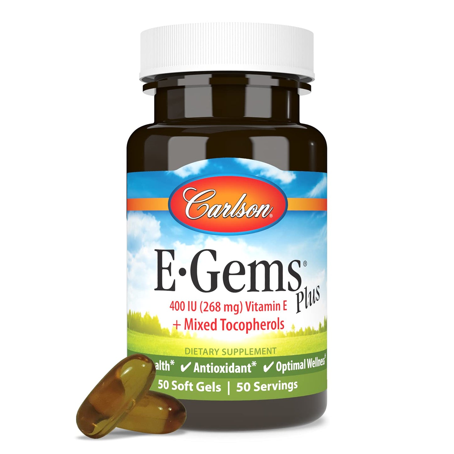 Carlson E-Gems Plus Natural Vitamin E 400 IU Softgels 50