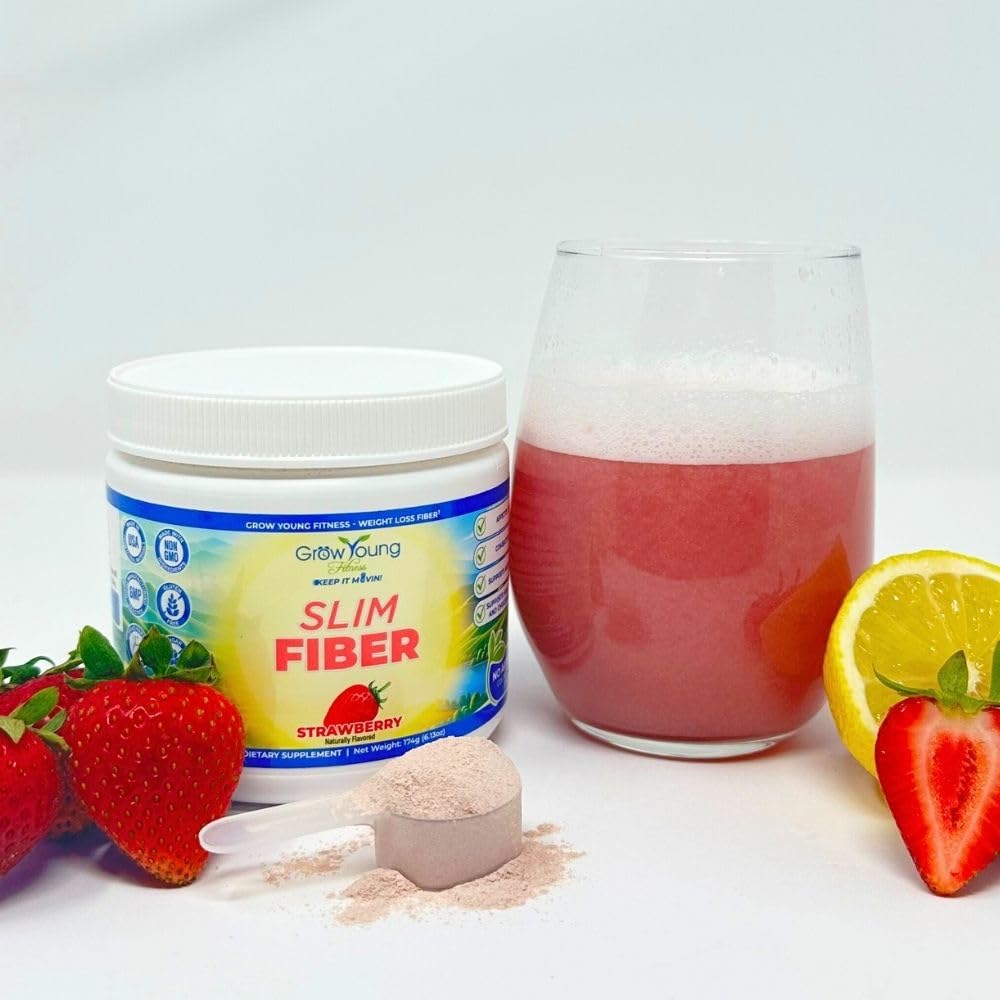 Grow Young Fitness Slim Fiber Supplement Strawberry Fiber Powder 6.13 Ounce