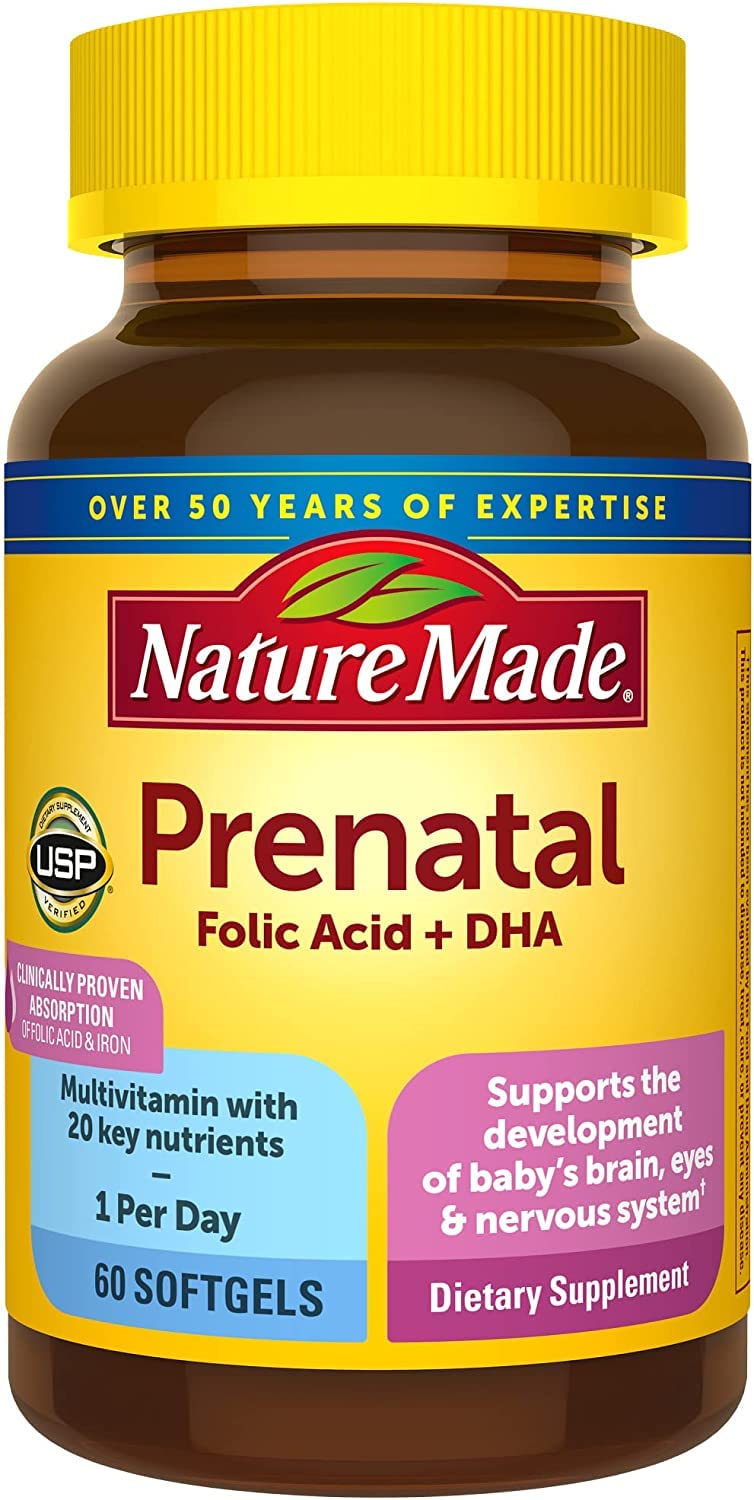 Nature Made Prenatal Multivitamin + DHA 200 mg Softgels, 60 Count