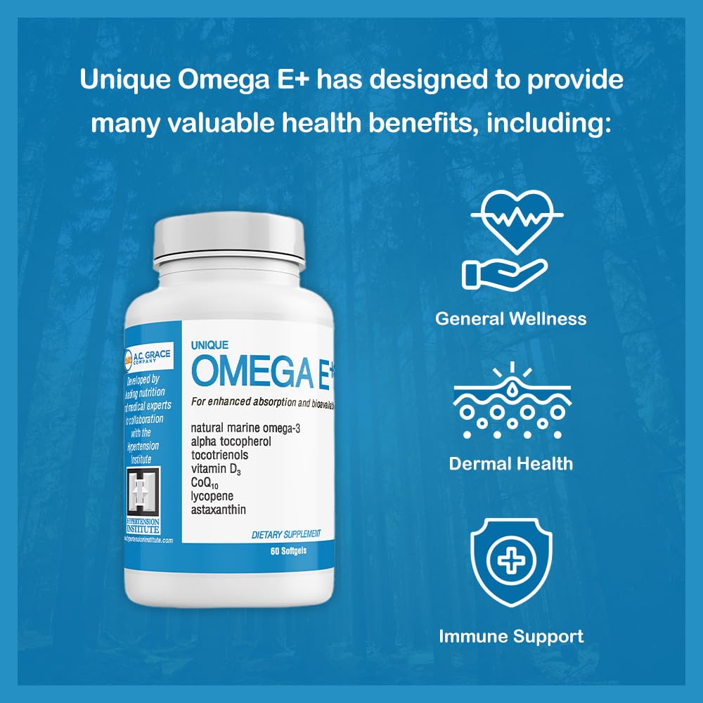 UNIQUE E Omega E+ Softgels, 60 Count