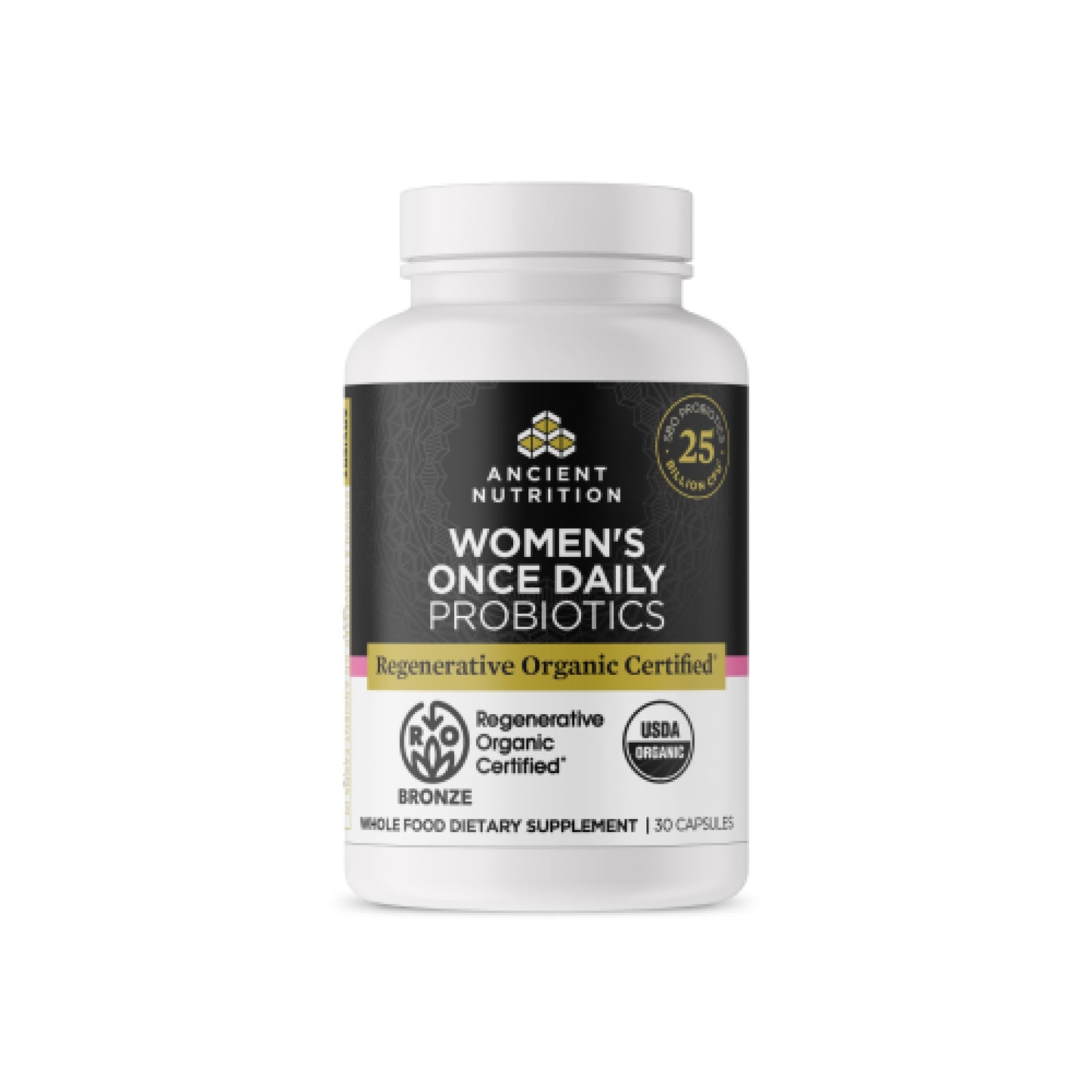 Ancient Nutrition Regenerative Organic Certified Probiotics for Women’s Once Daily, 25 Billion CFUs Per Serving, Capsule, 30 Count