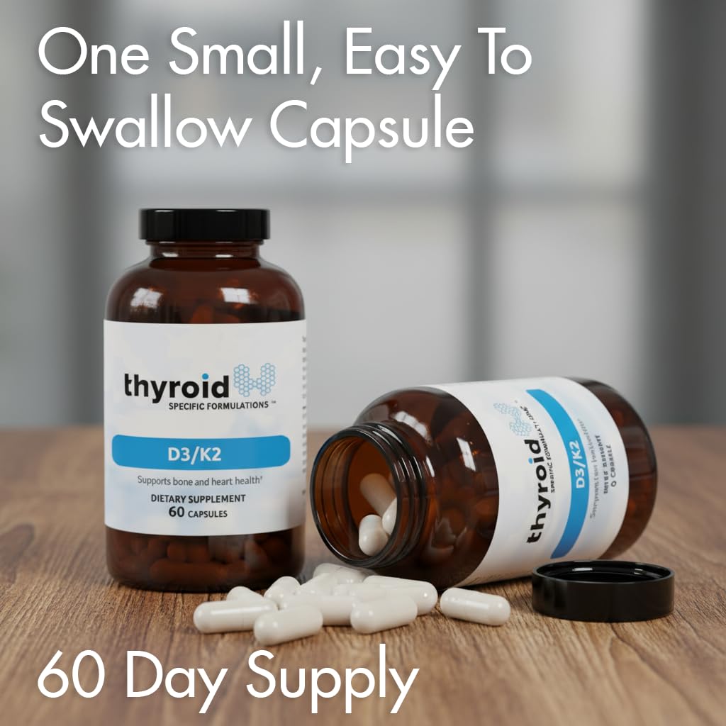 Thyroid Specific Formulations D3/K2 Vitamin Complex with GG, 60 Capsules