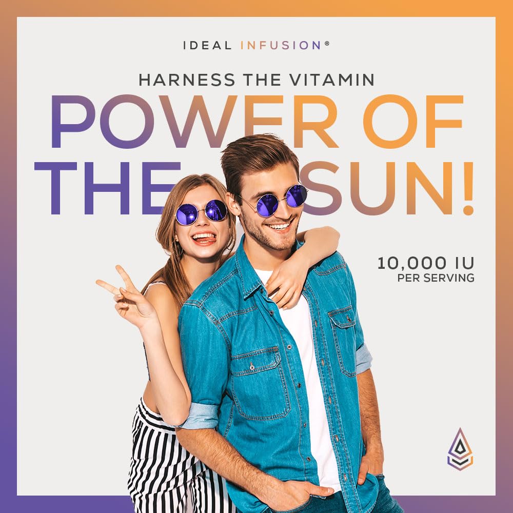 Ideal Infusion Wildcrafted Vegan Vitamin D3 10,000iu with K1 K2 Capsules, 90 Count