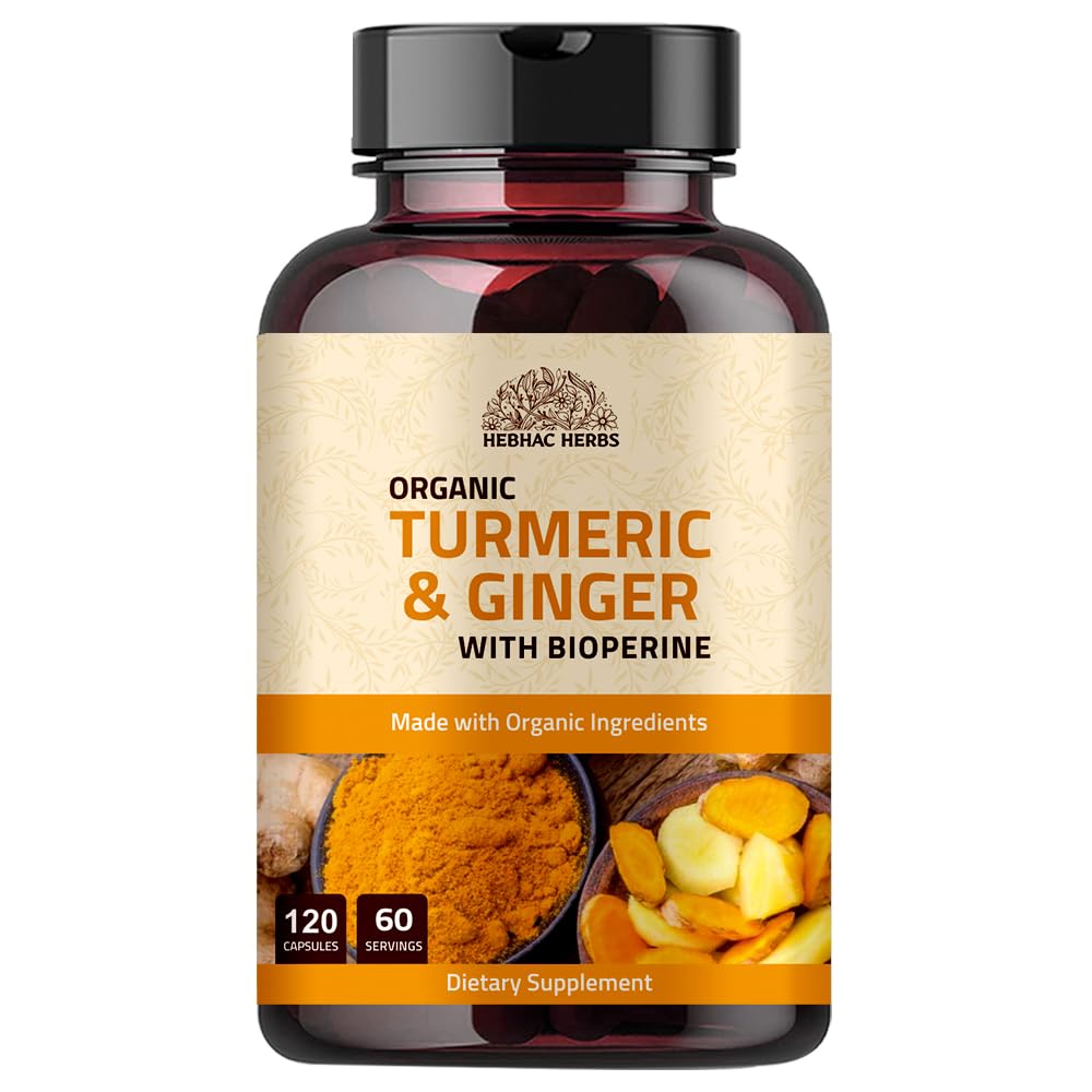 Hebhac Herbs Turmeric Ginger with Black Pepper & Ginger 1000 mg Capsules 120 Count