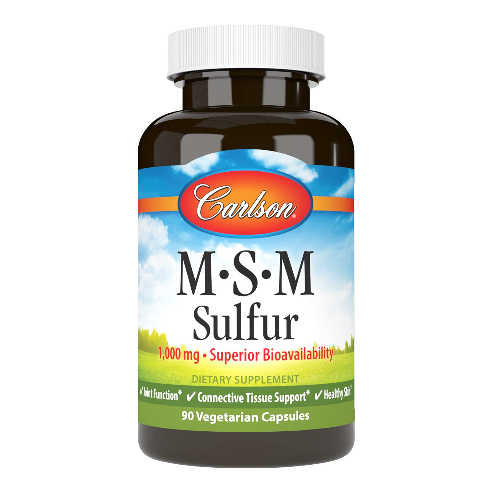Carlson M-S-M Sulfur 1000 mg Superior Bioavailability, Joint Function, Connective Tissue Support & Healthy Skin Capsules 90