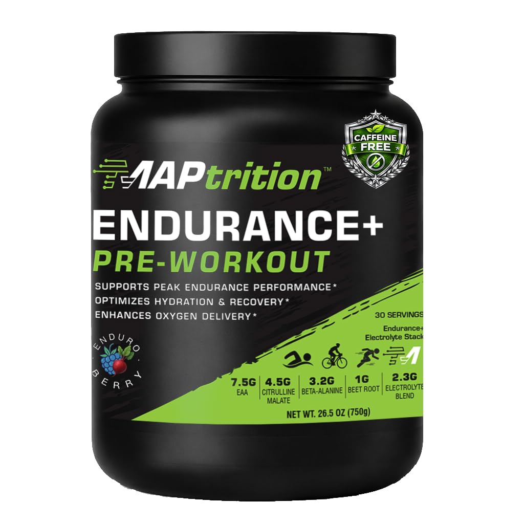 MAPtrition Endurance+ Caffeine-Free Pre-Workout, Endurance & Hydration Formula with EAAs, Citrulline Malate, Beta-Alanine & Electrolytes – for Running, Crossfit & Sports Training (Enduro-Berry) Powder 18.4 oz