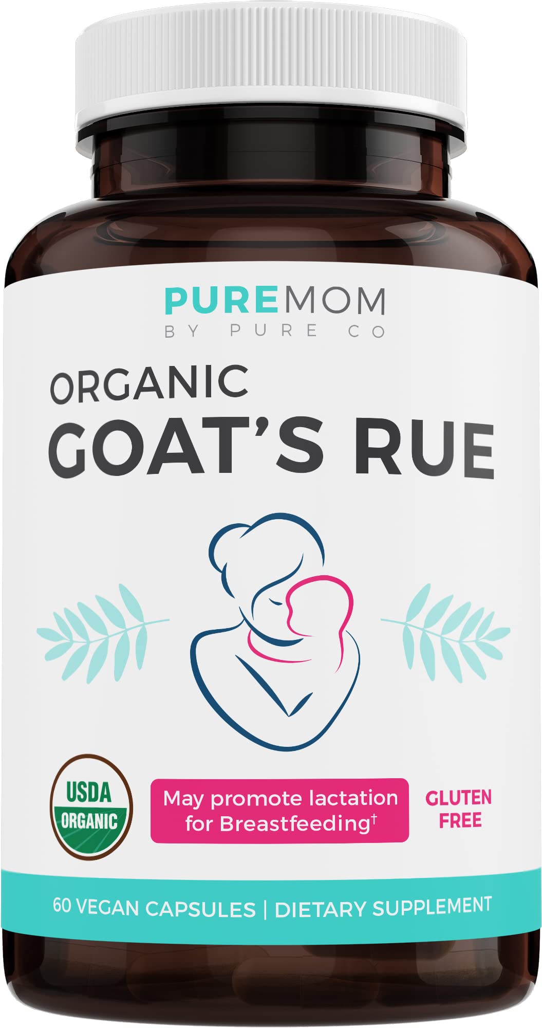 PURE CO Goat's Rue Lactation Supplement Capsules, 60 Count