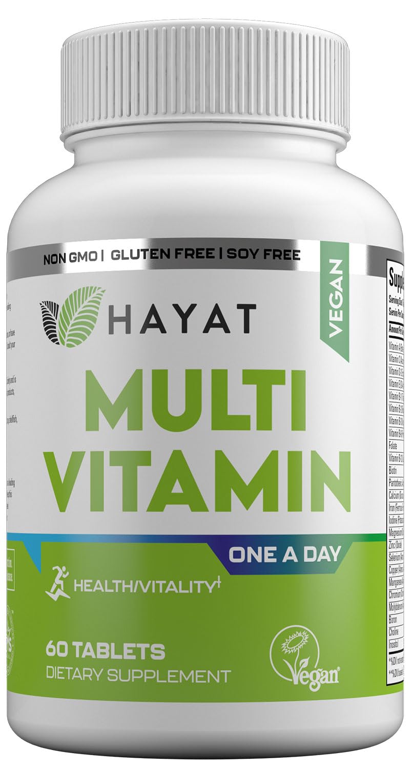 HAYAT Vegan Natural Multivitamin Tablets, 60 Count