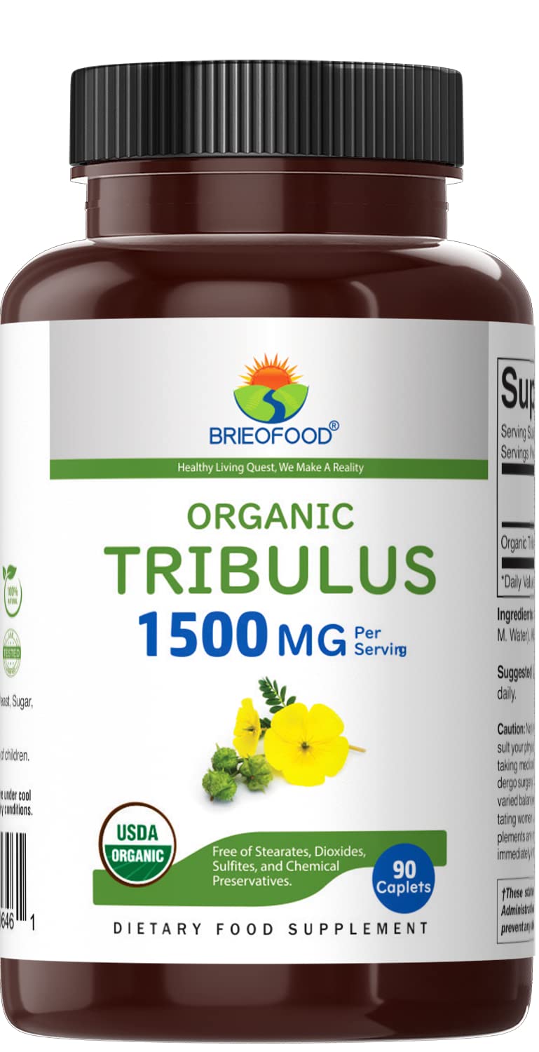 Brieofood Organic Tribulus 1500mg Tablets, 180 Count