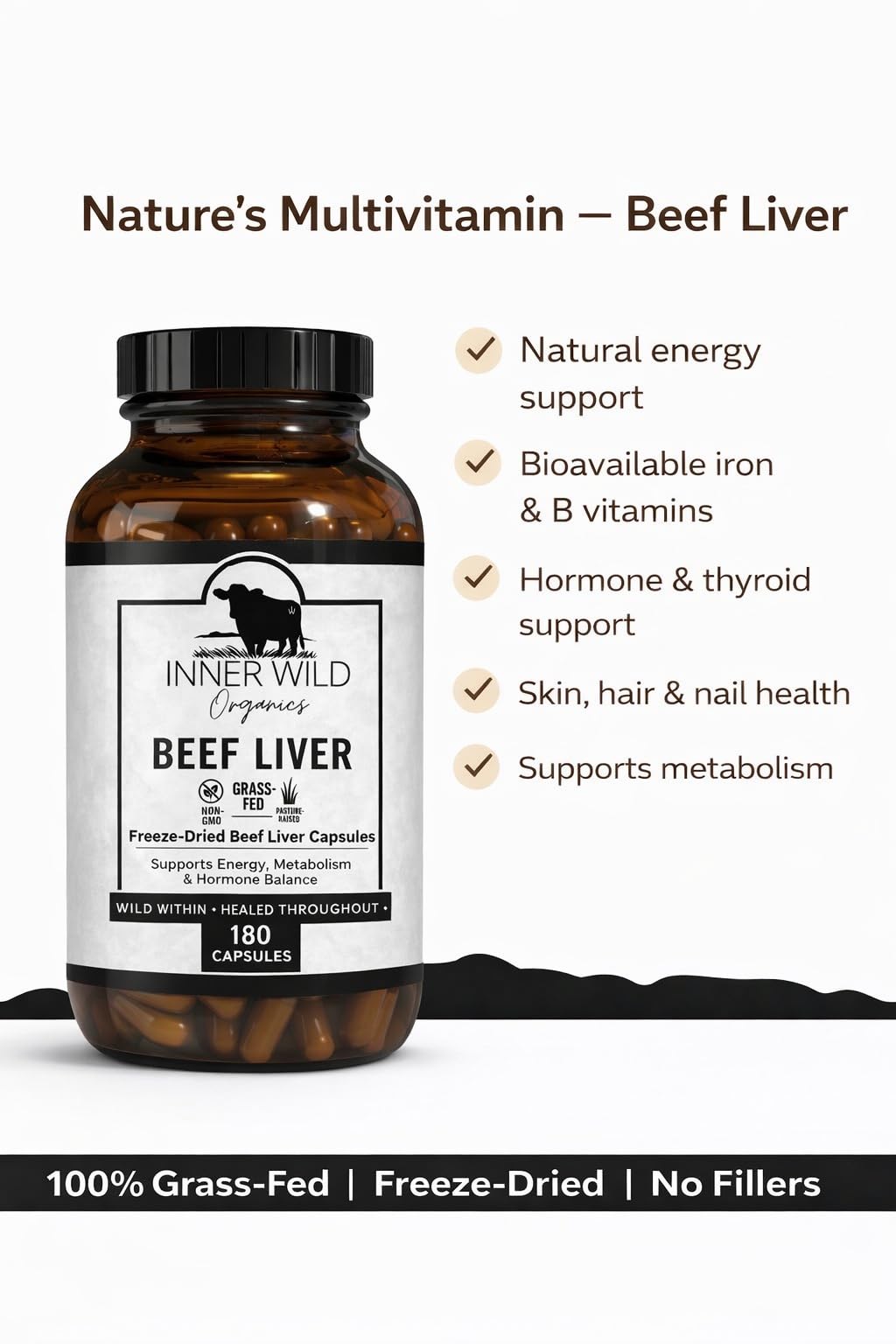 Inner Wild Organics Beef Liver Capsules 1 Count