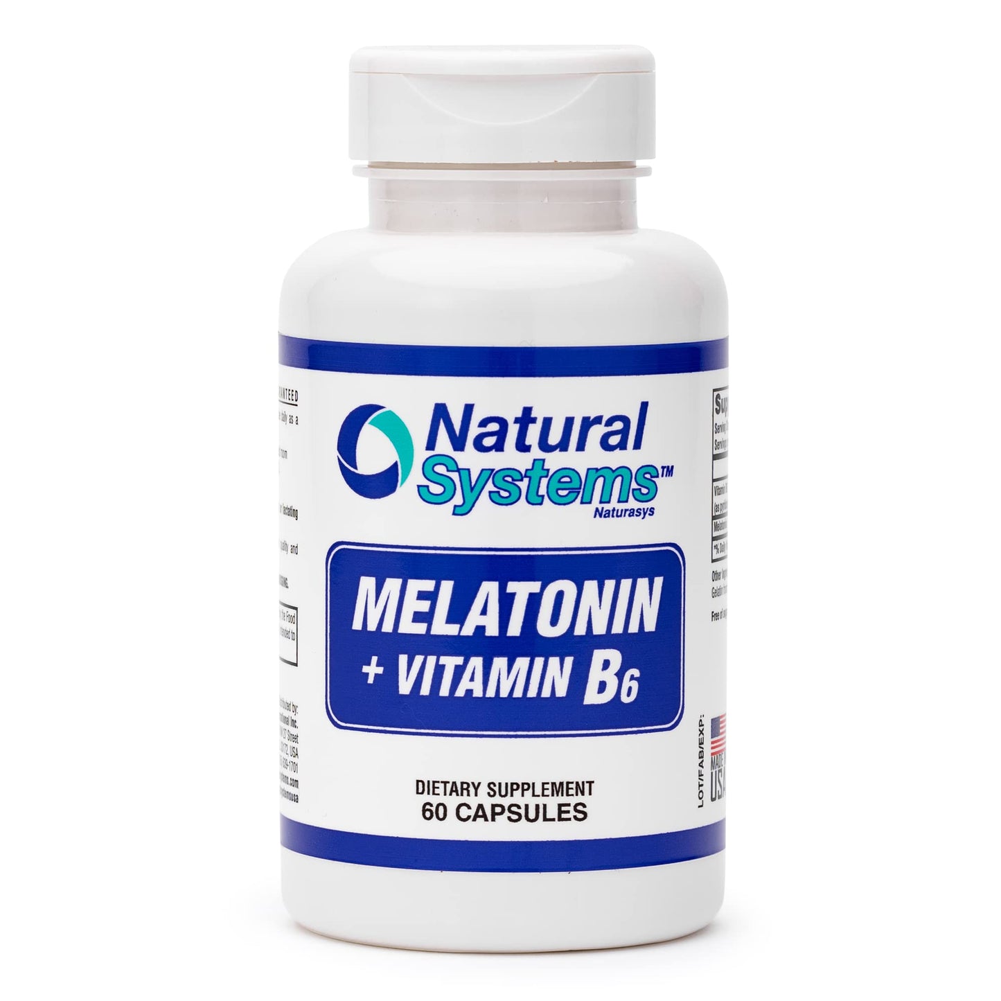 Natural Systems Naturasys Melatonin 3 mg + Vitamin B6 Supplement, 60 Capsules