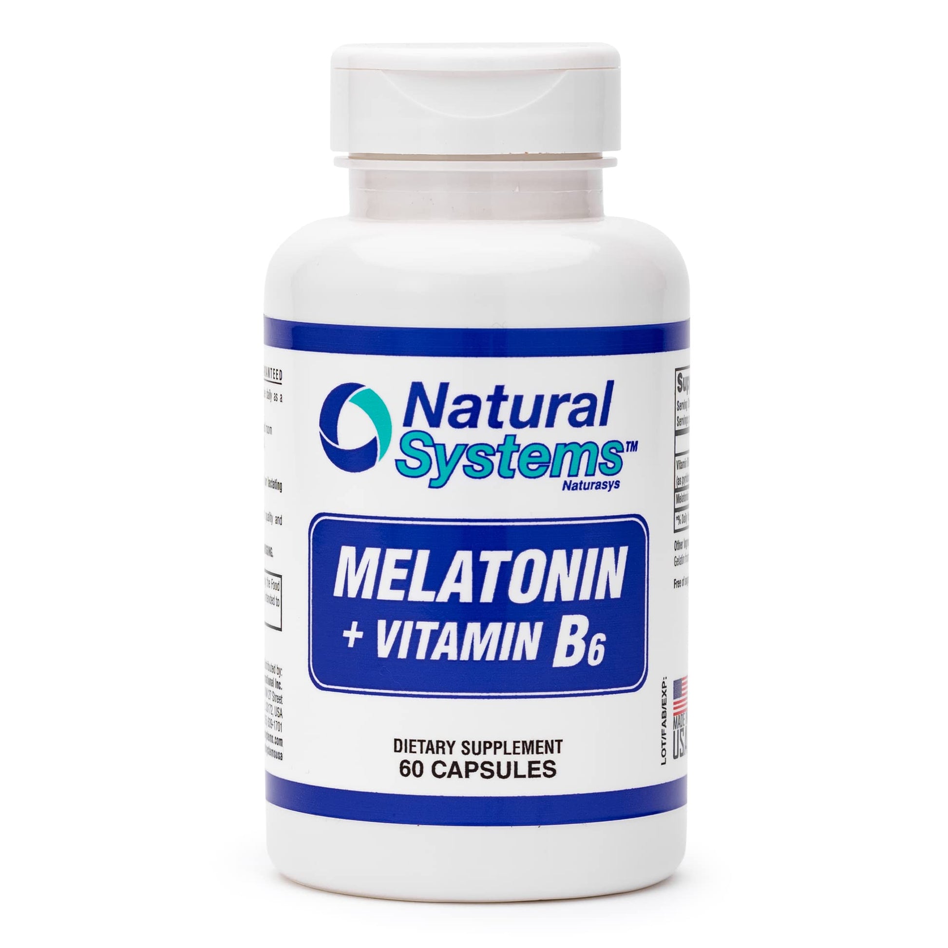 Natural Systems Naturasys Melatonin 3 mg + Vitamin B6 Supplement, 60 Capsules