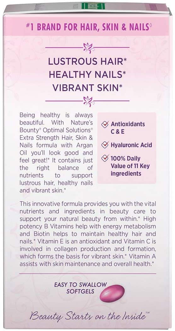 Nature's Bounty Optimal Solutions Hair Skin & Nails Extra Strength Softgels, 150 Count
