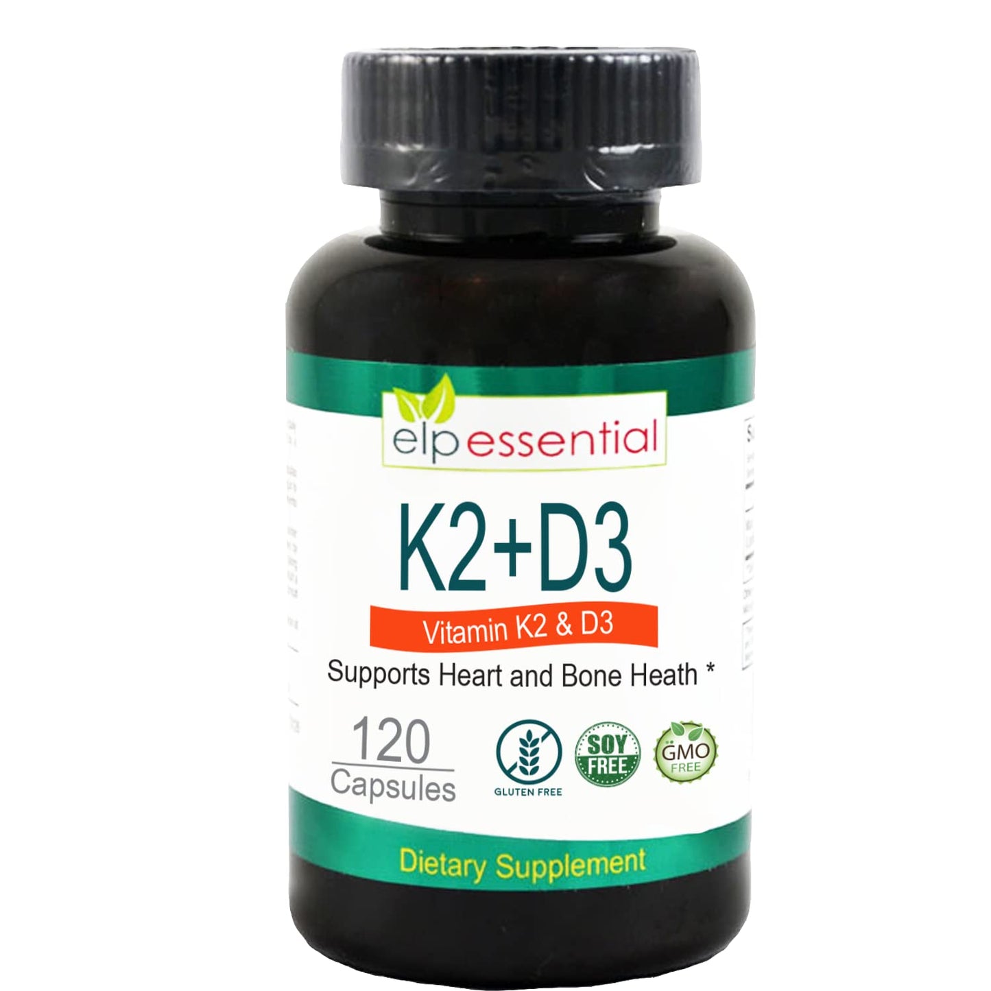 ELP ESSENTIAL Vitamin K2 with D3 Softgels 120 Count