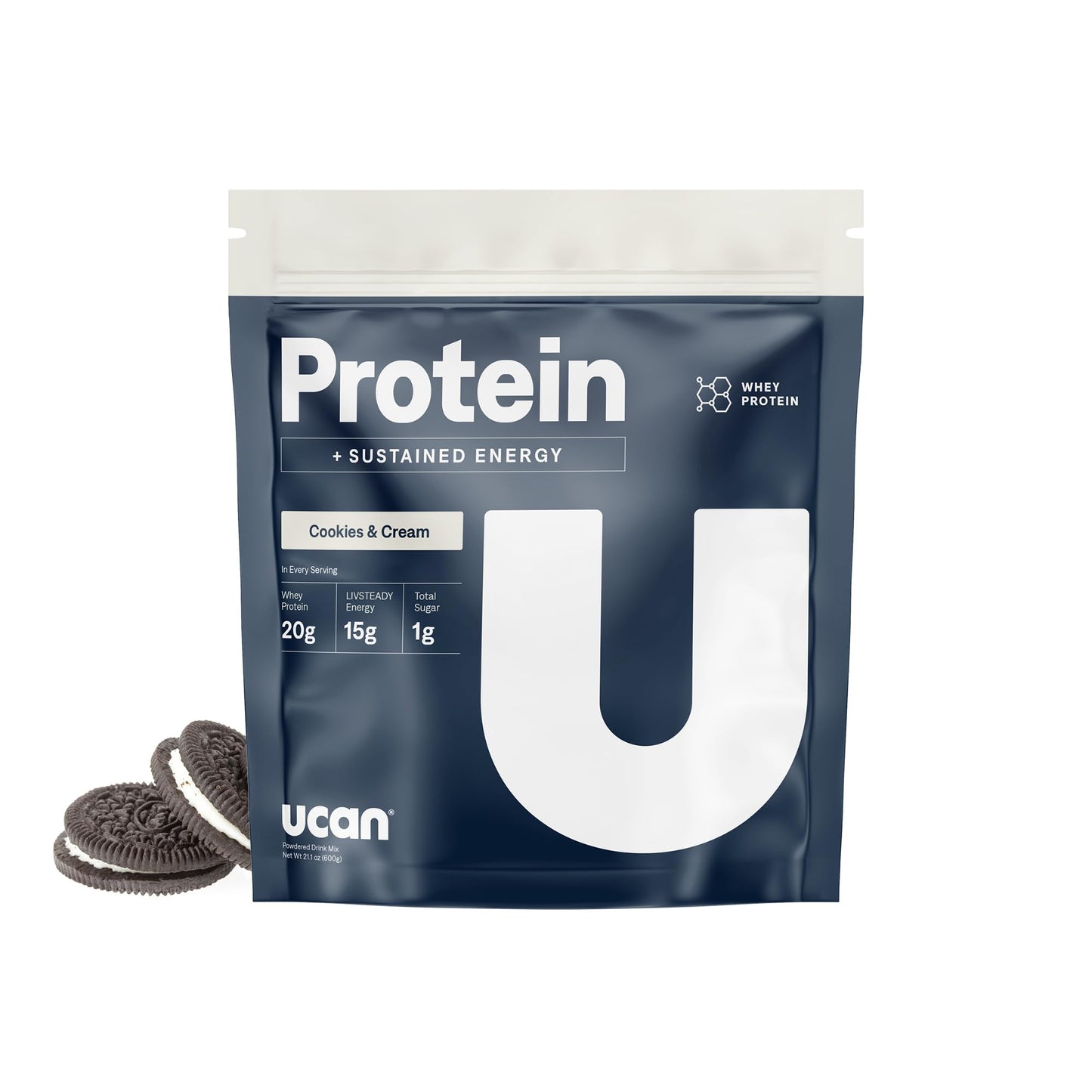 UCAN Energy + Whey Protein Powder Cookies & Cream 12 Servings
