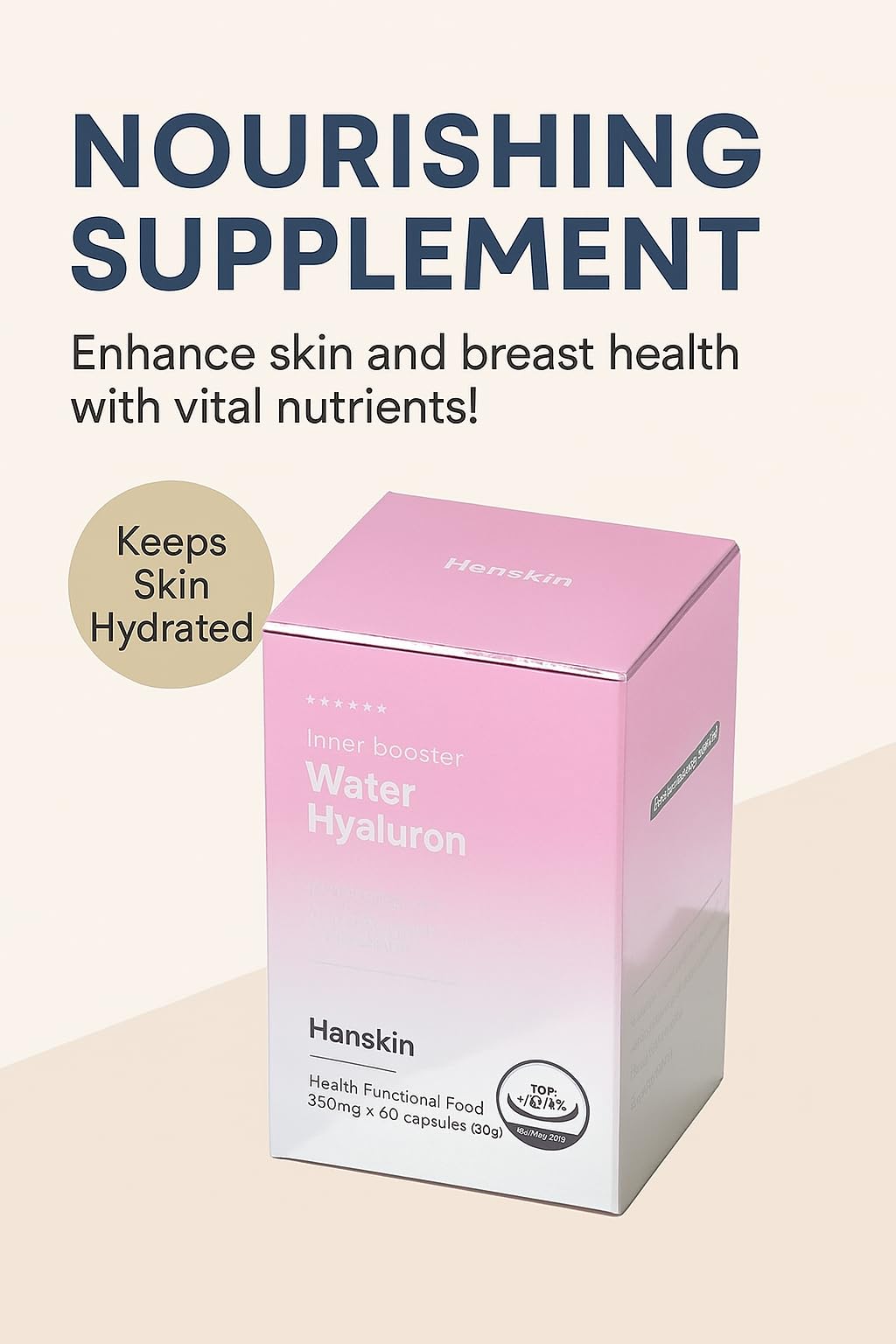 Hanskin Hyaluronic Acid Supplements for Hair, Skin, Wrinkles & Nails Capsule 60 Count