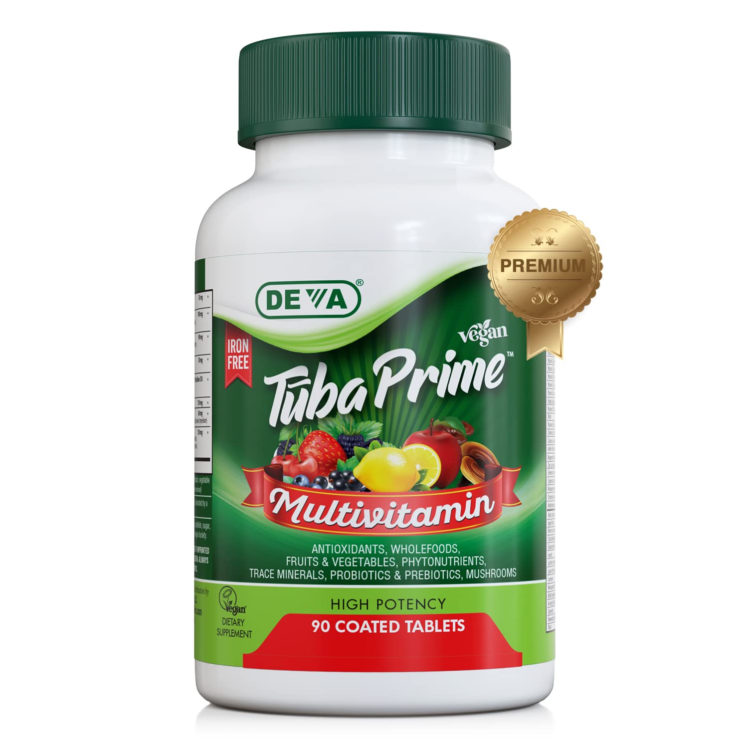 DEVA Tuba Prime Vegan Multivitamin Iron-Free Tablet, 90 Tablets