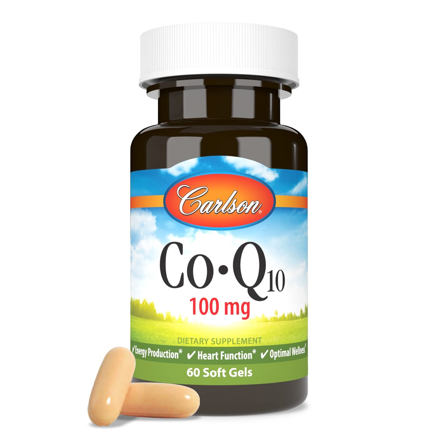 Carlson Co-Q10, Co-Enzyme Q10, 100 mg Softgels 60 Count