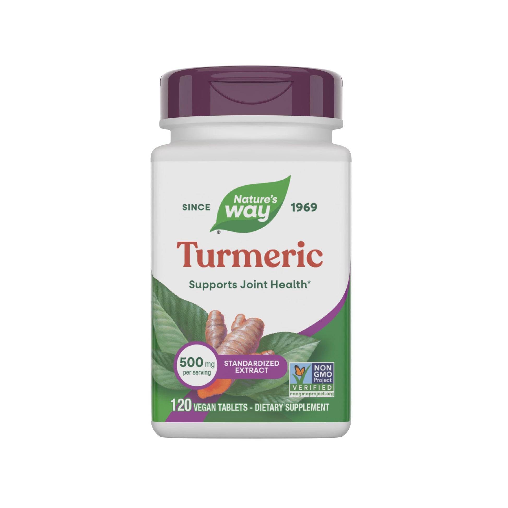 Nature's Way Premium Extract Turmeric Standardized to 95% Curcuminoids, 500 mg per Serving, Tablet, 120 Count