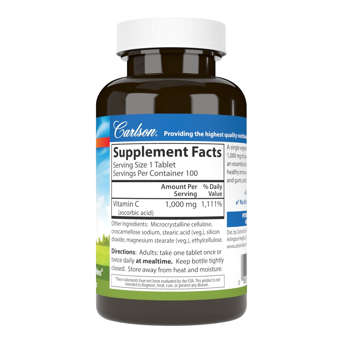 Carlson Vitamin C 1,000 mg Tablet, 100 Count