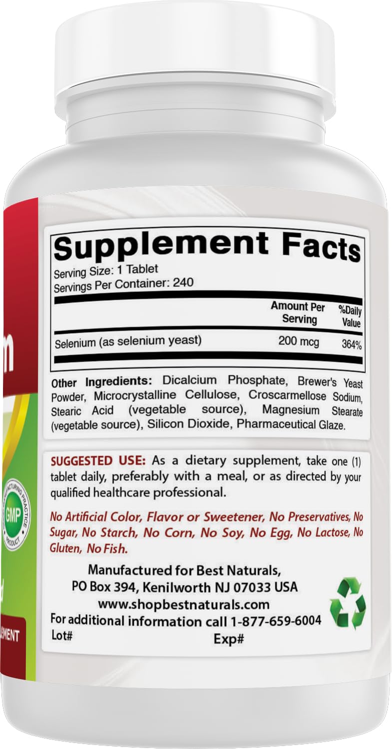 Best Naturals Selenium 200 mcg Tablets, 240 Count