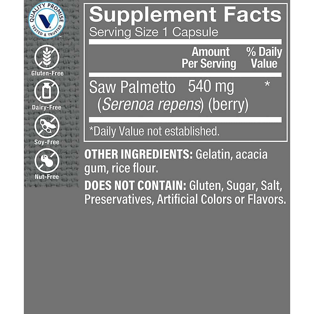 The Vitamin Shoppe Saw Palmetto Berries 540MG Capsules 1 Count