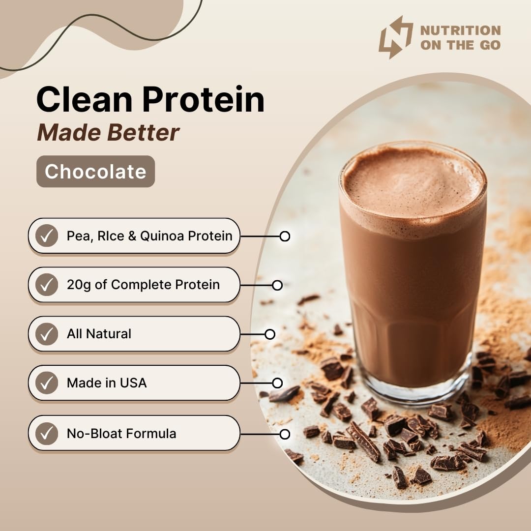 Nutrition On The Go Vegan Protein Powder Packets with Creatine, Chocolate, 6 Packets